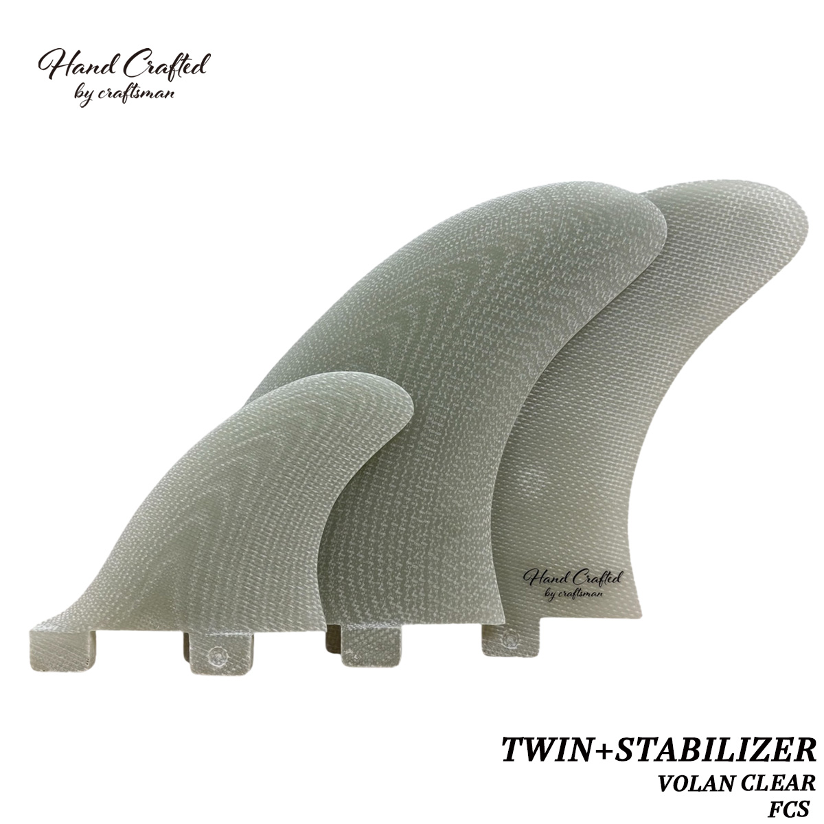CRAFTSMAN FIN TWIN + STABILIZER ツインフィン スタビライザー FCS グラスファイバー VOLAN サーフィン（VOLAN CLEAR）