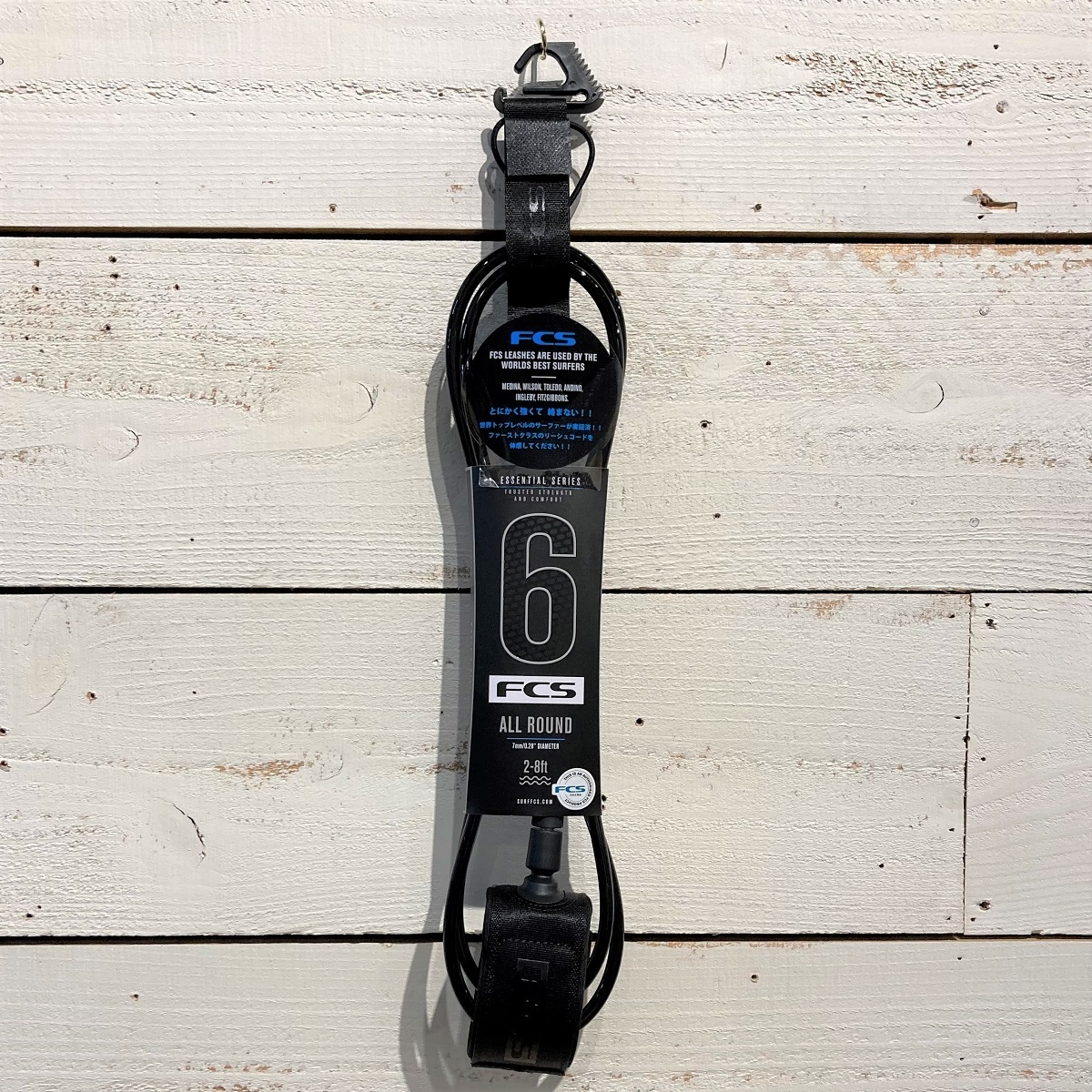 FCS エフシーエス リーシュコード 6’ レギュラー ALL ROUND ESSENTIAL LEASH ショートボード リーシュ サーフィン サーフボード BLACK